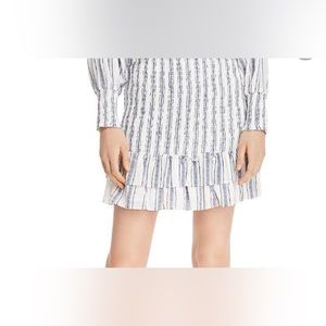 Aqua blue and white smocked skirt